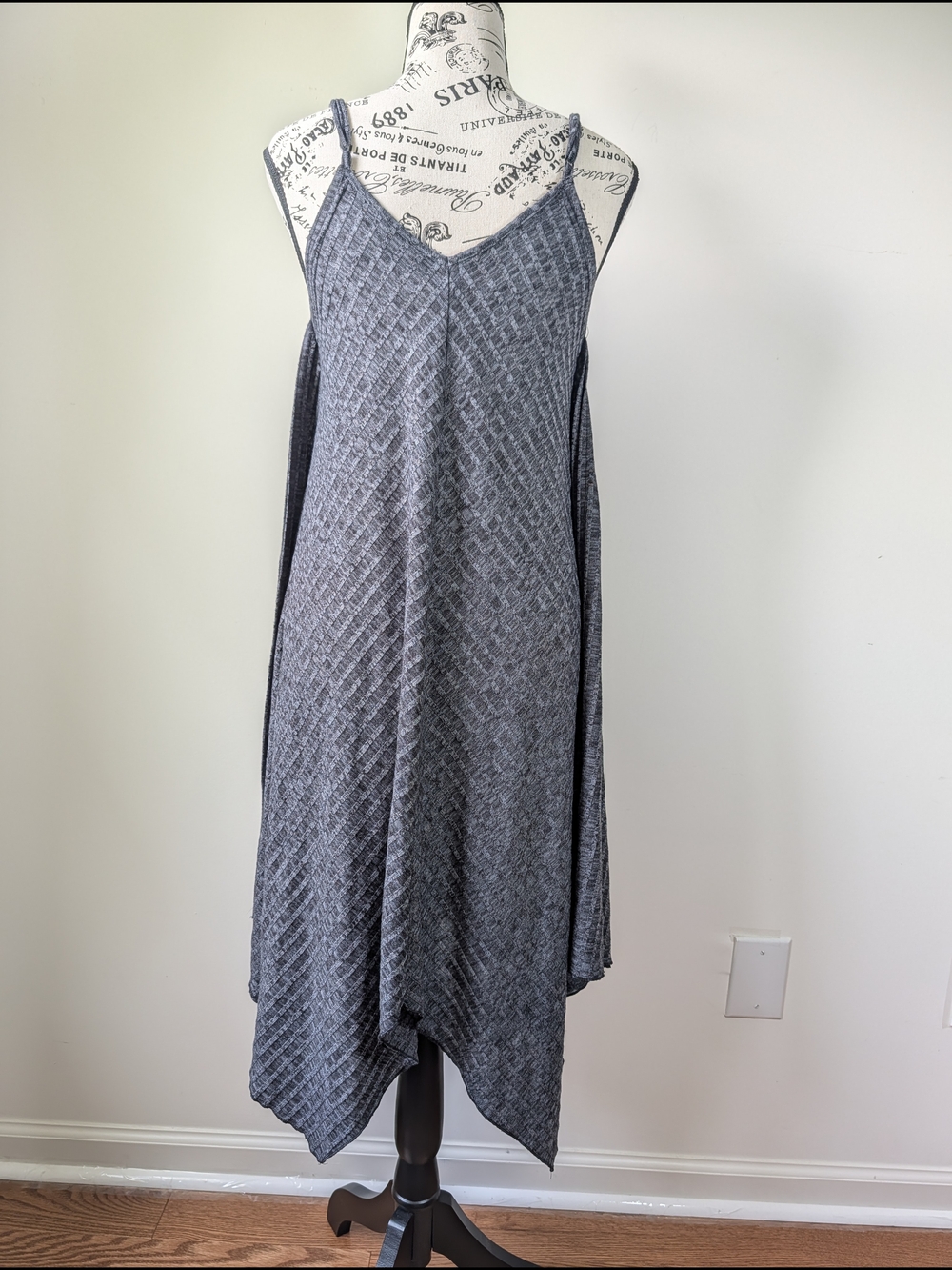 Christian Siriano Sleeveless Asymmetrical Dress S Dark Gray Textured Stretch